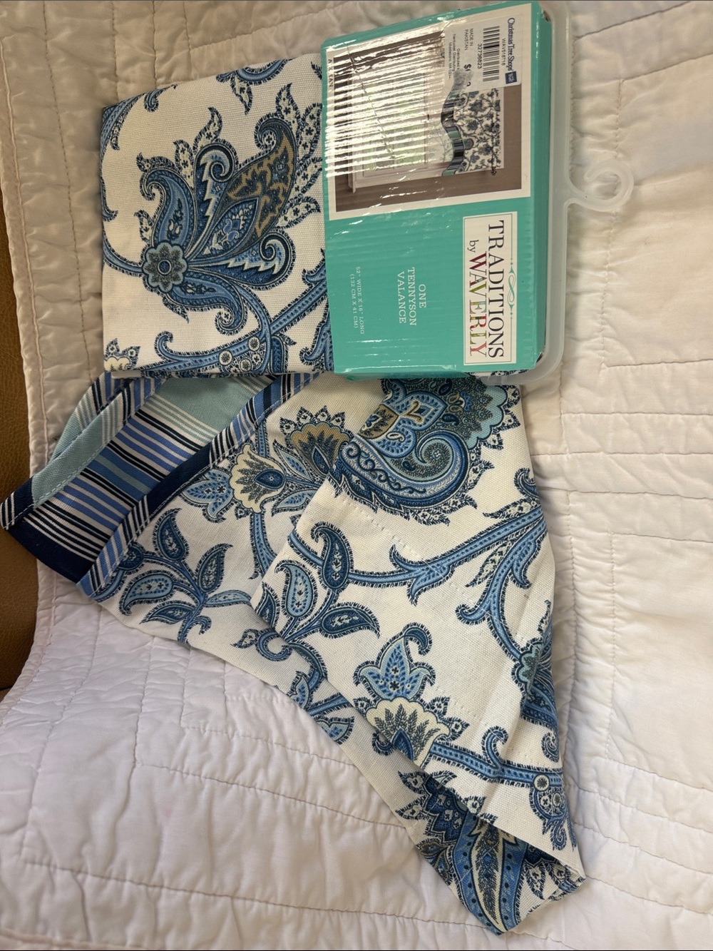 Blue Paisley scalloped valances by Waverly.